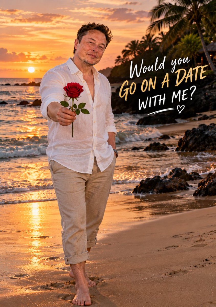 Thevisionht's tweet photo. 🌹💖 Would you go on a romantic date with Elon Musk? 🌅

💚 Yes, absolutely! 😍
❤️ No, thanks! 🙅
💛 Only for dinner! 🍽️
💙 Maybe, why not? 😉 https://t.co/FxAmF484Y4