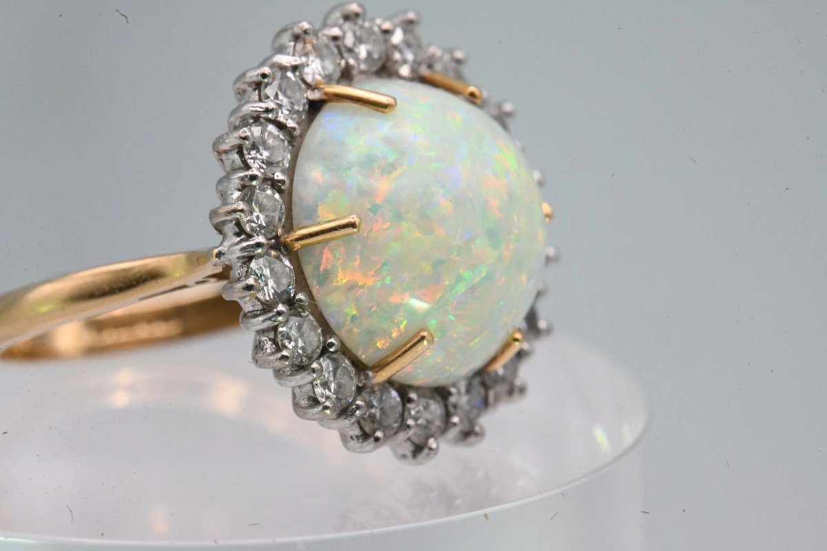 Berth_Antiques's tweet photo. Sale on now! Vintage opal and diamond ring, large 14mm cabochon, UK size O, £3,999.99. Extra 5% off with code BERTHHALLOW26 until 14 Nov. Want help valuing your item? Message me. https://t.co/cy2cHqfrTN #OpalRing #VintageJewellery #eBayUK https://t.co/NcFwRme8Rm