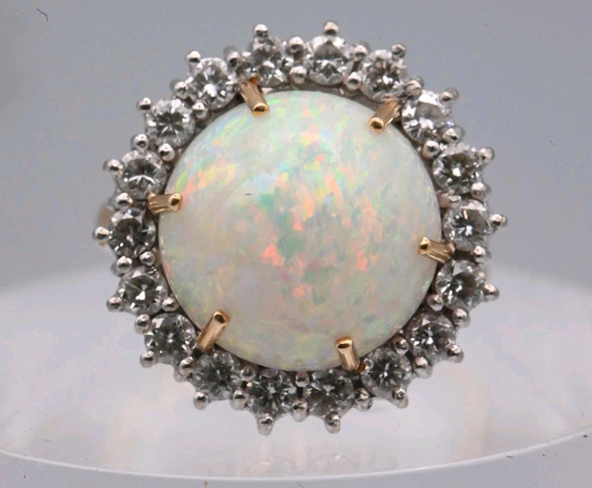 Berth_Antiques's tweet photo. Sale on now! Vintage opal and diamond ring, large 14mm cabochon, UK size O, £3,999.99. Extra 5% off with code BERTHHALLOW26 until 14 Nov. Want help valuing your item? Message me. https://t.co/cy2cHqfrTN #OpalRing #VintageJewellery #eBayUK https://t.co/NcFwRme8Rm