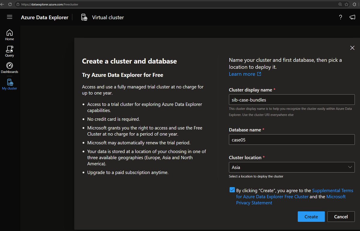 Securityinbits's tweet photo. Microsoft gives anyone with a Microsoft account a free Azure Data Explorer cluster.

No subscription, no credit card, full KQL. Mine took under 2 minutes to create.

https://t.co/QhwqEU1ClO https://t.co/x5DEfxHTDs