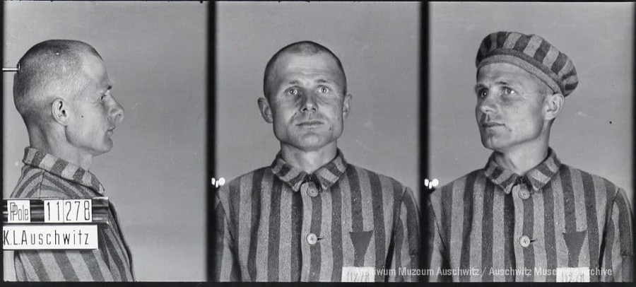 AuschwitzMuseum's tweet photo. 27 October 1941 | After an escape of a prisoner from Block 18a in Auschwitz I (in the picture) SS men chose 10 prisoners, Poles, to be starved in Block 11 cells.
These were:

Henryk Kozłecki (11278)
Jan Skierniewski (21157)
Władysław Maciąg (20908)
Józef Tomczak (21373)
Stanisław Kocek (21173)
Stefan Kiśniewicz (16189)
Zdzisław Witamborski (13882)
Franciszek Roller (21086)
Paweł Olszówka (21062)
Wacław Kieszkowski (14634)

Six of them died of starvation between 31 October and 10 November. Prisoners: Skierniewski, Tomczak, and Roller were shot on November 11 at the 'Wall of Death'.

Henryk Kozłecki (in the picture) was released from the bunker to the camp on 29 October. This is the only known case of the prisoner being released from the starvation bunker. He was executed by shooting on 14 June 1942.

---

Listen to our podcast about Block 11. Starvation cells were located in its basement:  https://t.co/1OT3f41Cx1