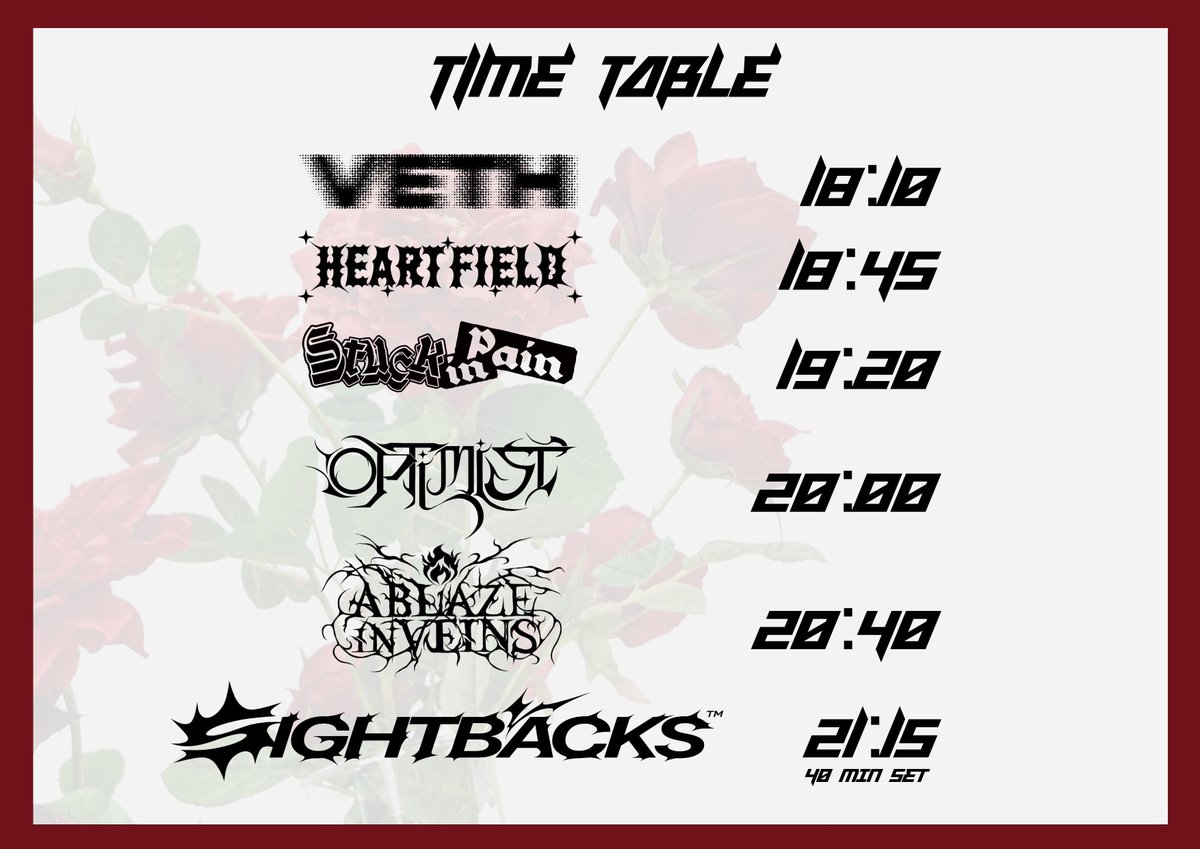 sightbacksjp's tweet photo. 🩻🪬1ST ALBUM RELEASE SHOW🪬🩻

2026.11.3(火祝)
1st Album 「Is that who you are?」 Release Show
@ 新宿ANTIKNOCK

w/
ABLAZE IN VEINS
Stuck in Pain
Heartfield
OPTIMIST
VETH

ADV   ¥2,900
DOOR  ¥3,500
U22   ¥1,000
— +1 Drink —

TICKET🎫 : 
LivePocket : https://t.co/3wKC6ZiLEM
取り置き : https://t.co/ln7gKCbSUF