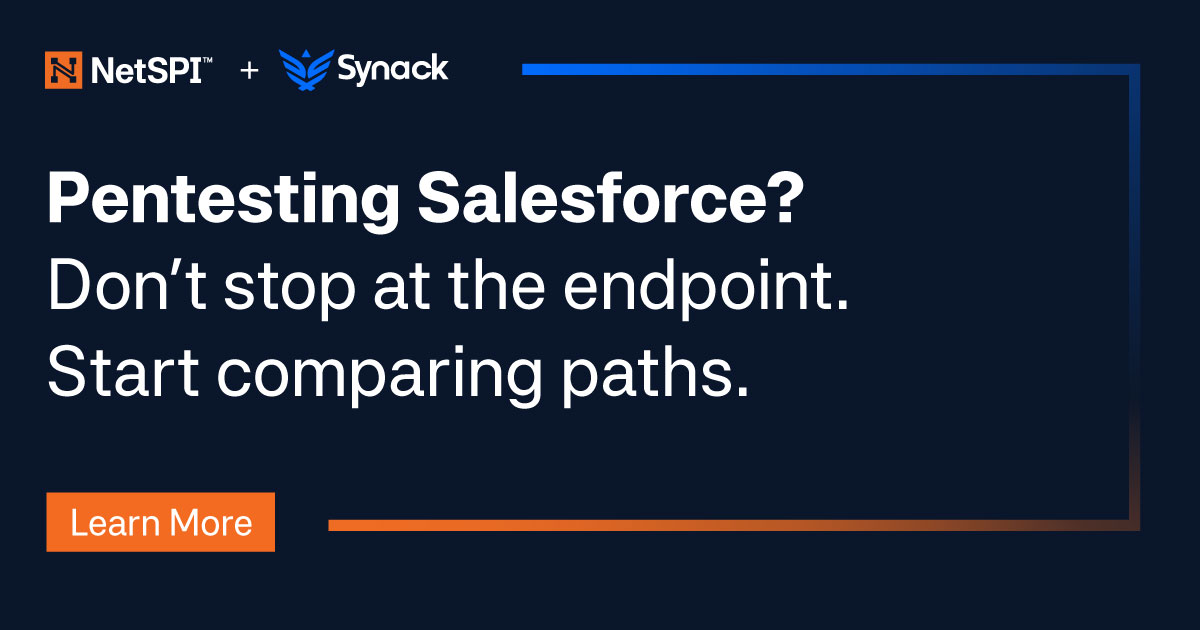 NetSPI's tweet photo. Pentesting Salesforce? Don’t stop at the endpoint. Start comparing paths. 🎯
Aussan Saad-Ali breaks down Authorization Differential Testing in our latest blog: https://t.co/RlpgkOCVBP
#Salesforce #ExperienceCloud #ApplicationSecurity #NetSPI #Synack #OffensiveSecurity https://t.co/7tx2B9sQ1H