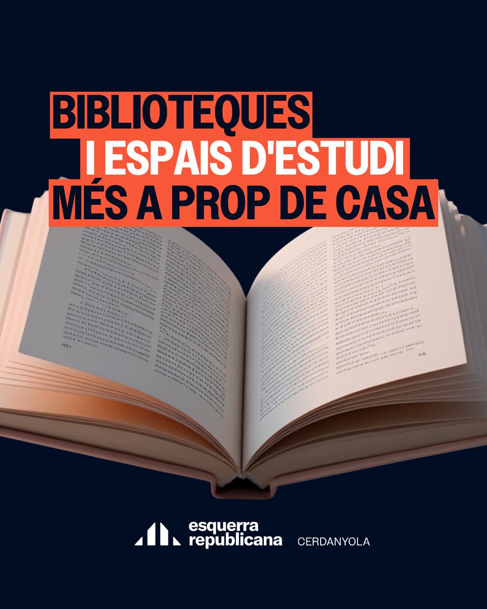 ERCerdanyola's tweet photo. @ienterria @Gestopa75 @alberturon @Isacata1 📖 Demanem més sales d'estudi, un Pla municipal de biblioteques i recursos per fer realitat els acords aprovats el 2019, 2022 i 2023 que encara no s'han aplicat.

Els serveis bibliotecaris són essencials per garantir l'accés a la cultura i la igualtat d'oportunitats. https://t.co/hiTT4oMm2l