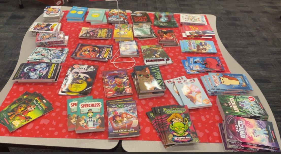 Mata_Library's tweet photo. Our Book Fair is open today from 8:30-3:00. Come see us in the library! @mataeagles #matareads https://t.co/QalwSO35C4