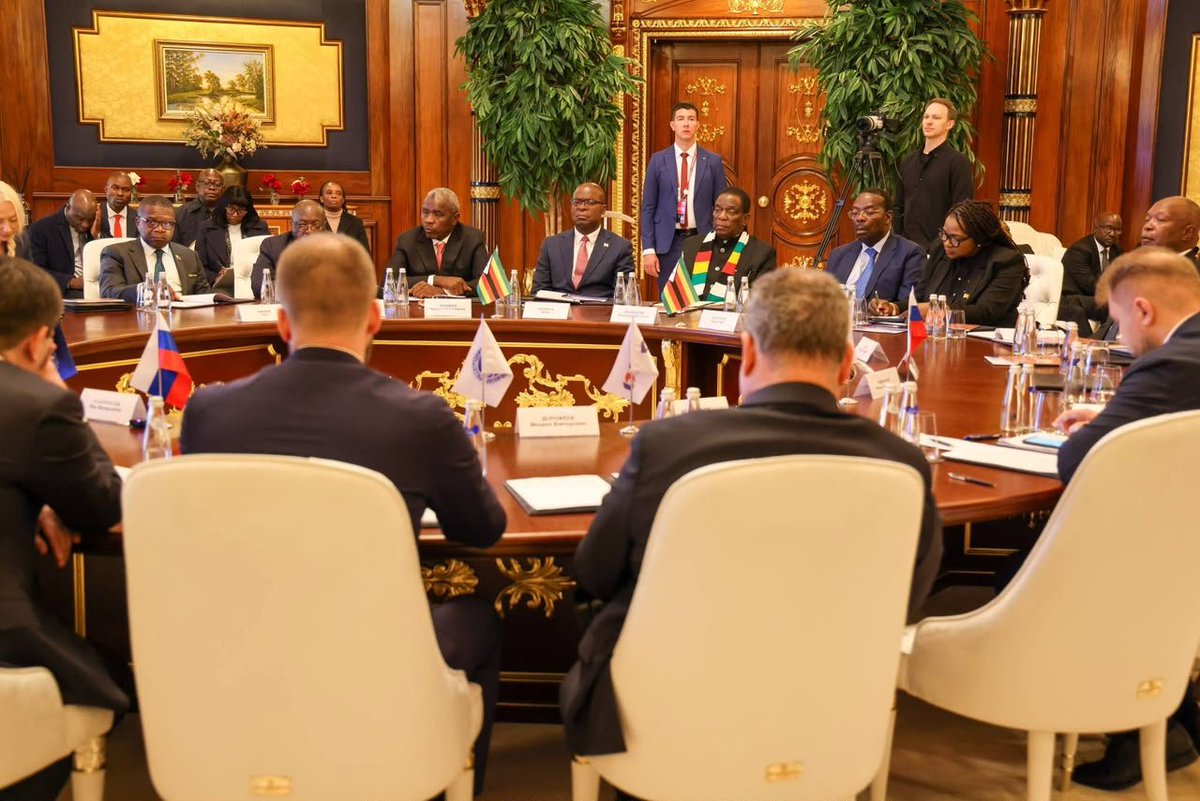 masibanda_'s tweet photo. His Excellency, President Emmerson Dambudzo Mnangagwa has held strategic engagements with Russia’s PSB Bank and Rossotrudnichestvo on the sidelines of the Third Russia-Africa Summit in Moscow that is advancing discussions on trade, investment, strategic financing, banking cooperation and educational opportunities for Zimbabwean students.

Zimbabwe remains commitment to translating diplomatic partnerships into tangible economic gains, expanded investment, employment creation and sustainable national development while building strategic partnerships that deliver practical benefits for its people.

#ZimbabweRising