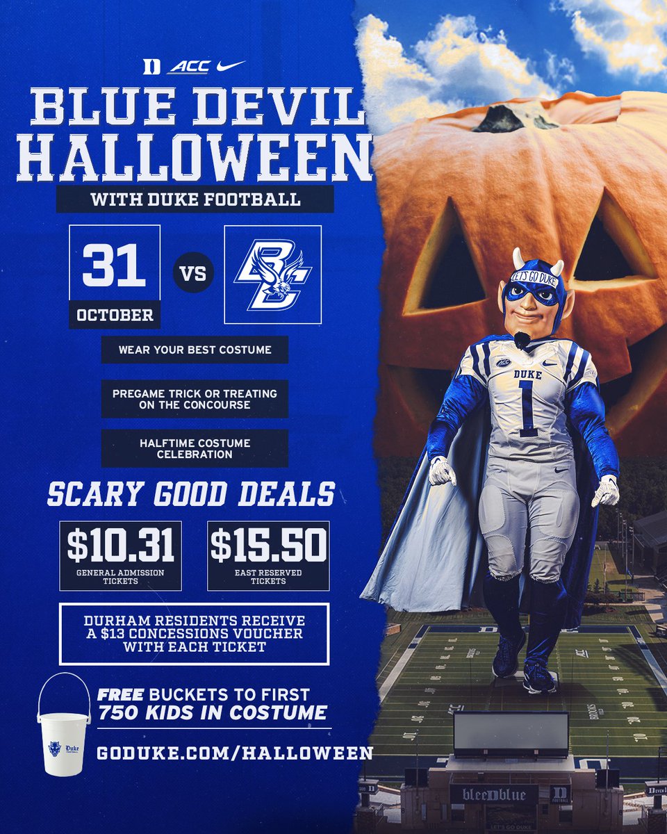 DukeFOOTBALL's tweet photo. Costume contest in Wallace Wade?? See you there 👀

🎟️ https://t.co/XFVeGAI8K1 https://t.co/xW3IwXgxUW