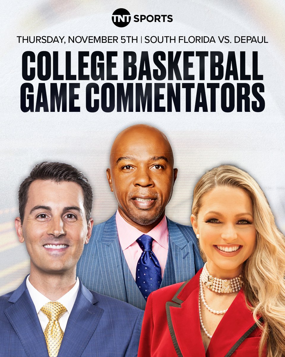 TNTSportsPR's tweet photo. 🏀Three games. Two conferences. One big Thursday night of college hoops on Nov. 5!

The BIG EAST & Big 12 take center stage on TNT Sports, with a tripleheader on truTV & HBO Max.

📍 6:30 PM ET | @LIUAthletics at @SetonHallMBB
 🎙️@SperoDedes, Jim Spanarkel & @JaredSGreenberg

📍 8:30 PM ET | @USFMBB at @DePaulHoops
 🎙️@JB_Long, @GregAnthony50 & @ALaForce 

📍 10:30 PM ET | @CalPolyMBB at @ArizonaMBB
 🎙️@BrandonGaudin, Ronny Thompson & @TheAndyKatz

🎤 IN THE STUDIO
@TimDoyle00, @DalenCuff, @SethDavisHoops and a NEW addition to the TNT Sports team...

👏 Hubert Davis makes his TNT Sports studio debut, bringing his experience as a former @UNC_Basketball head coach and 12-year NBA veteran to the desk!

📺 Coverage begins at 6 PM ET on truTV & HBO Max