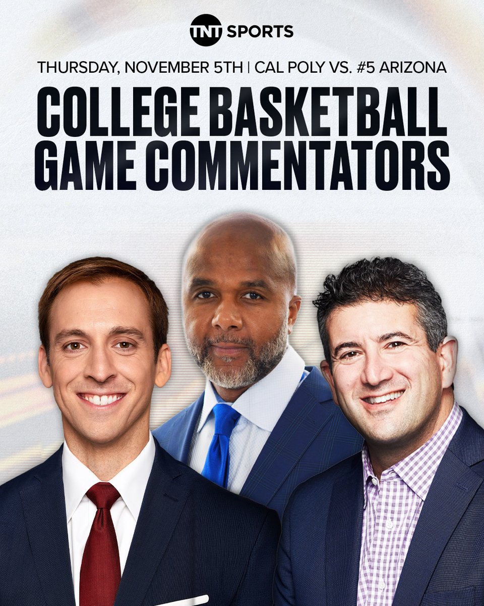 TNTSportsPR's tweet photo. 🏀Three games. Two conferences. One big Thursday night of college hoops on Nov. 5!

The BIG EAST & Big 12 take center stage on TNT Sports, with a tripleheader on truTV & HBO Max.

📍 6:30 PM ET | @LIUAthletics at @SetonHallMBB
 🎙️@SperoDedes, Jim Spanarkel & @JaredSGreenberg

📍 8:30 PM ET | @USFMBB at @DePaulHoops
 🎙️@JB_Long, @GregAnthony50 & @ALaForce 

📍 10:30 PM ET | @CalPolyMBB at @ArizonaMBB
 🎙️@BrandonGaudin, Ronny Thompson & @TheAndyKatz

🎤 IN THE STUDIO
@TimDoyle00, @DalenCuff, @SethDavisHoops and a NEW addition to the TNT Sports team...

👏 Hubert Davis makes his TNT Sports studio debut, bringing his experience as a former @UNC_Basketball head coach and 12-year NBA veteran to the desk!

📺 Coverage begins at 6 PM ET on truTV & HBO Max