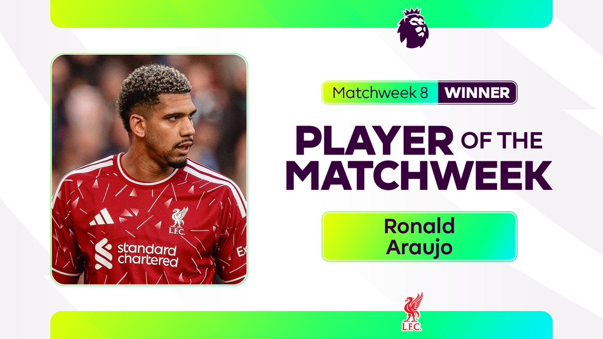 Anfield_Sector's tweet photo. BREAKING: Ronald Araujo announced as the Player of the Matchweek. 🔴🇺🇾 https://t.co/DslDU1zUUf