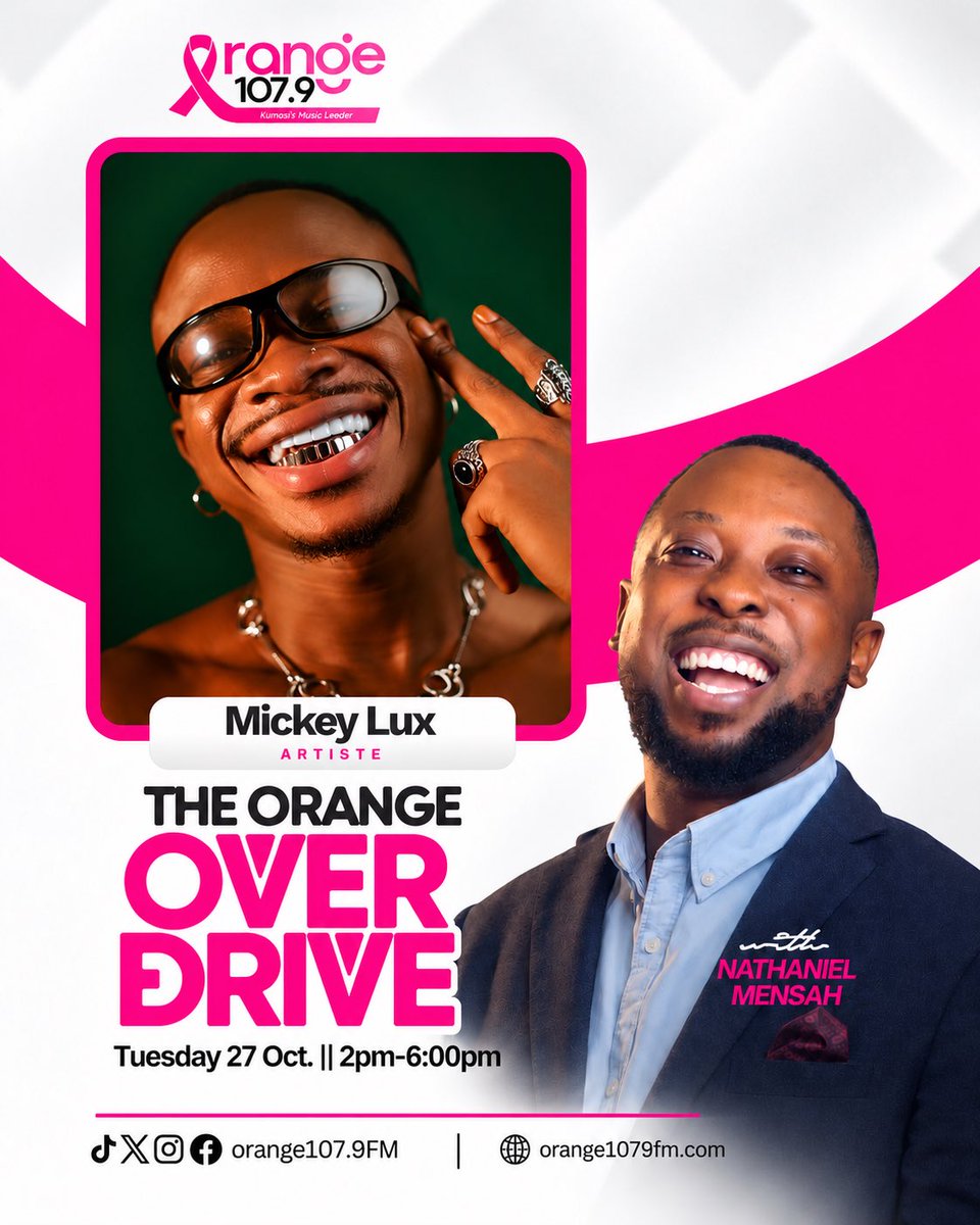 Orange_1079's tweet photo. WE DON’T DO INTERVIEWS!!!!! 

WE HAVE CONVERSATIONS! And this is one conversation you would want to be part of. @Mickeyluxmusic sits with @NateMensah_ on the #OrangeOverdrive from 2pm! Tune in! https://t.co/iTbpvRqDCe