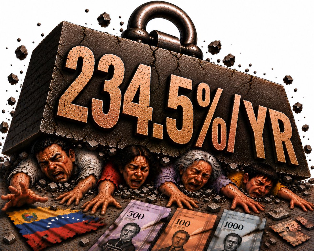 steve_hanke's tweet photo. #VNZWatch🇻🇪: Today, I measure Venezuela's inflation at a CRUSHING 234.5%/yr.

THAT'S THE WORLD'S HIGHEST RATE.

VENEZUELA MUST DITCH THE BOLÍVAR AND DOLLARIZE. https://t.co/Hj9gH7ShMP