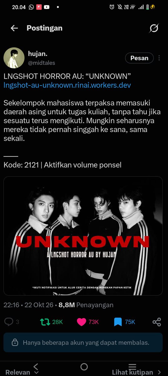 Zazacj_3's tweet photo. Gue Respect bgt sama para Author (shotties) yg udah bikin AU Lngshot yg viral ini, the best banget lah buat kalian kak Hujan dan kak Mima yg bikin AU Lngshot se keren ini temen gue yg gak stan Lngshot aja baca AU kalian "Unknown" dan "HAI GUE ALE"🔥☺️ https://t.co/tixwZeykhk