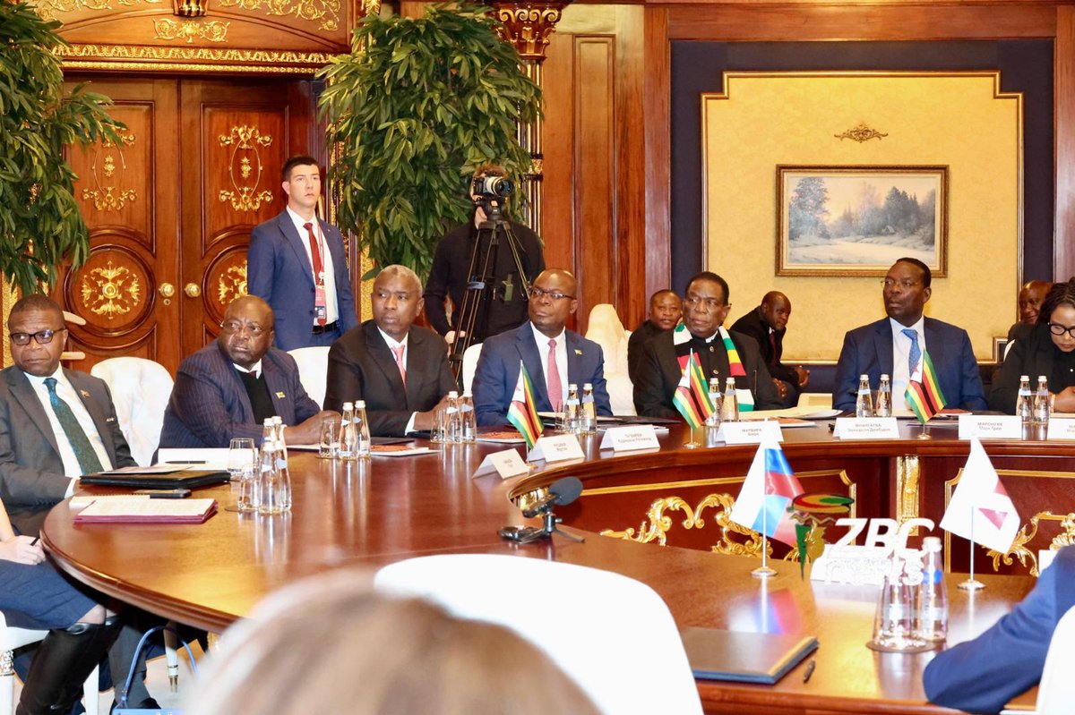 ZBCNewsonline's tweet photo. PRESIDENT MNANGAGWA ENGAGES RUSSIAN INSTITUTIONS AHEAD OF RUSSIA-AFRICA SUMMIT

President Dr Emmerson Mnangagwa has engaged representatives of four Russian Federation institutions in Skolkovo, covering the financial services, human rights and social services sectors. The engagement comes ahead of the Russia-Africa Summit, which begins tomorrow.

📷: Presidential photographer, John Manzongo

#ZBCNews #Zimbabwe #RussiaAfricaSummit #Mnangagwa #ZimbabweRussiaRelations