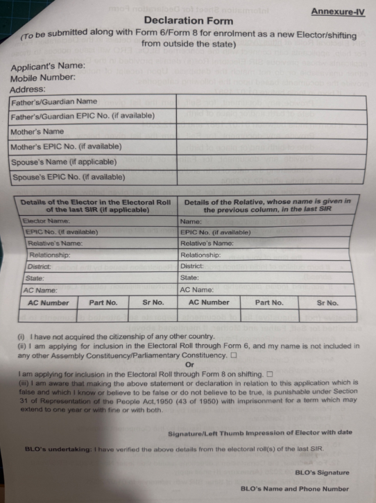 serish's tweet photo. Can anyone fill any form in India without filling up the declaration attached to it? 
The @ECISVEEP is lying to the Supreme Court of India about not tampering with form 6. https://t.co/lv0w1K707E