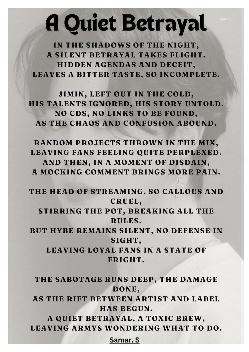 Bbb_aristocRAT's tweet photo. @needitbiebs youre discovering how taehyung is treated by the fanbase. this was a poem when tae released his first photobook, TYPE 1, a week after jimin's 2nd album was released. 

according to jimin's fans if tae hangs out with jk, he's evil lol https://t.co/R5sjXsI5c0