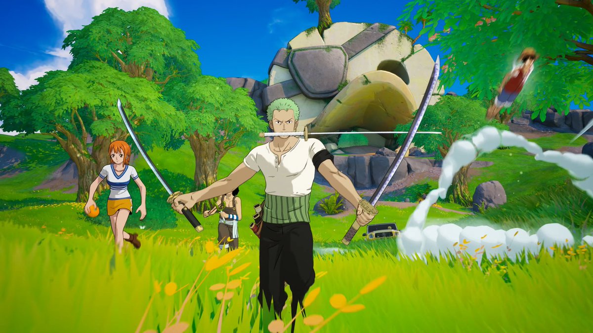 fn_greenfox's tweet photo. ▰▰ #フォートナイト // 新シーズン ▰▰

「フォートナイト × ワンピース」コラボキャラクターが判明！
🔹ルフィー
🔹ナミ
🔹ゾロ
🔹ウソップ
🔹サンジ
🔹バギー https://t.co/oxw0T8zUiR