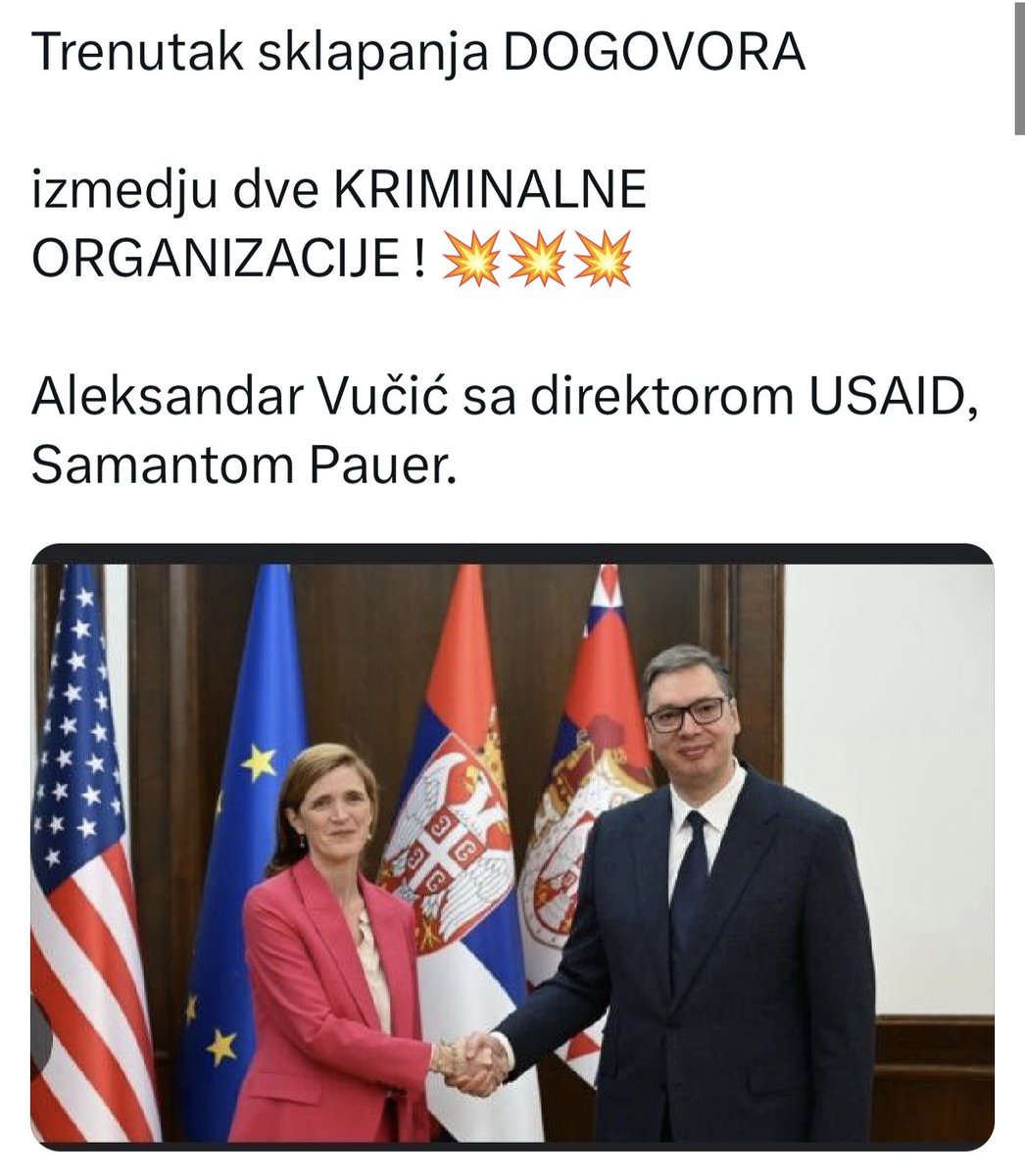 BillySignal's tweet photo. @MarceVann @DarkoBubonja Vučić è stato il primo a prendere un sacco di soldi da USAID. Persino il tribunale supremo è stato finanziato dagli yenkee e davanti alle telecamere raccontava di quanto è patriota,mentre firmava le carte per l' indipendenza di Kosovo..Speriamo solo che il futuro gov.sarà sincero https://t.co/aIzVOt6ql6