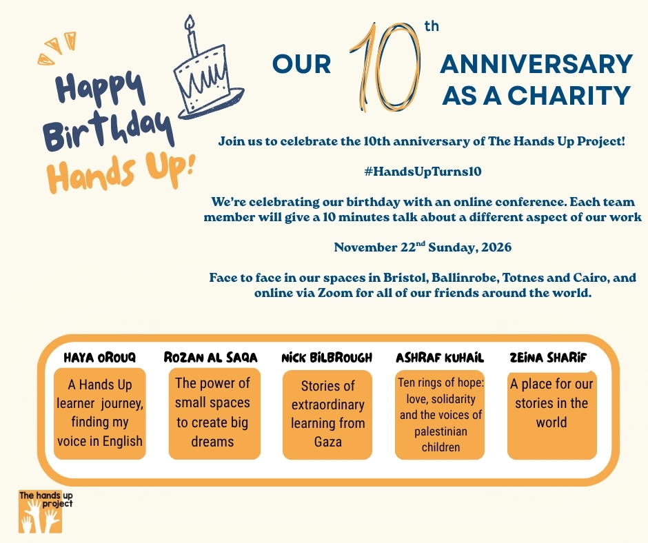HandsUpProject's tweet photo. 🎉 The Hands Up Project turns 10! 💚 Join us online on 22 November at 2 pm UK time for our birthday conference!

🌍 Register here: https://t.co/8buCg25YUz
#HandsUpTurns10 https://t.co/Z8cP8Vww1d
