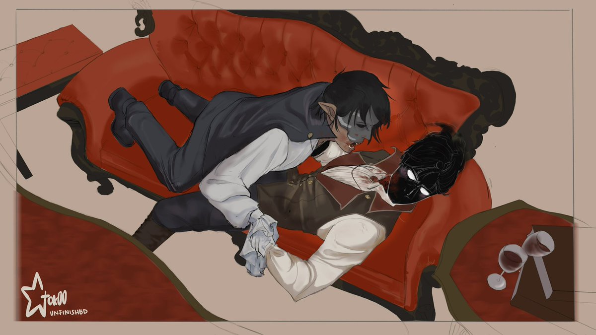 Otok00_'s tweet photo. #Richtober2 Day 27 

I’m against drawing Rich as a human (or human-ish). If he’s supposed to be a whiter skeleton, why would I draw him as anything other than a realistic skeleton?

This is my one and ONLY exception, because a skeleton vampire doesn’t make sense. https://t.co/CICTJyd8fJ