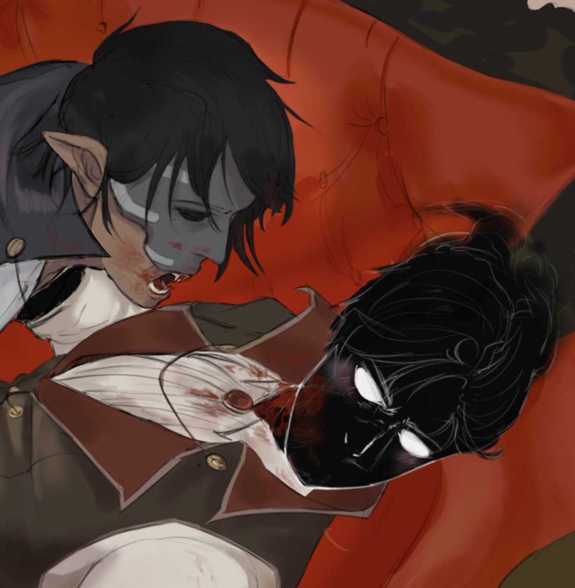 Otok00_'s tweet photo. #Richtober2 Day 27 

I’m against drawing Rich as a human (or human-ish). If he’s supposed to be a whiter skeleton, why would I draw him as anything other than a realistic skeleton?

This is my one and ONLY exception, because a skeleton vampire doesn’t make sense. https://t.co/CICTJyd8fJ