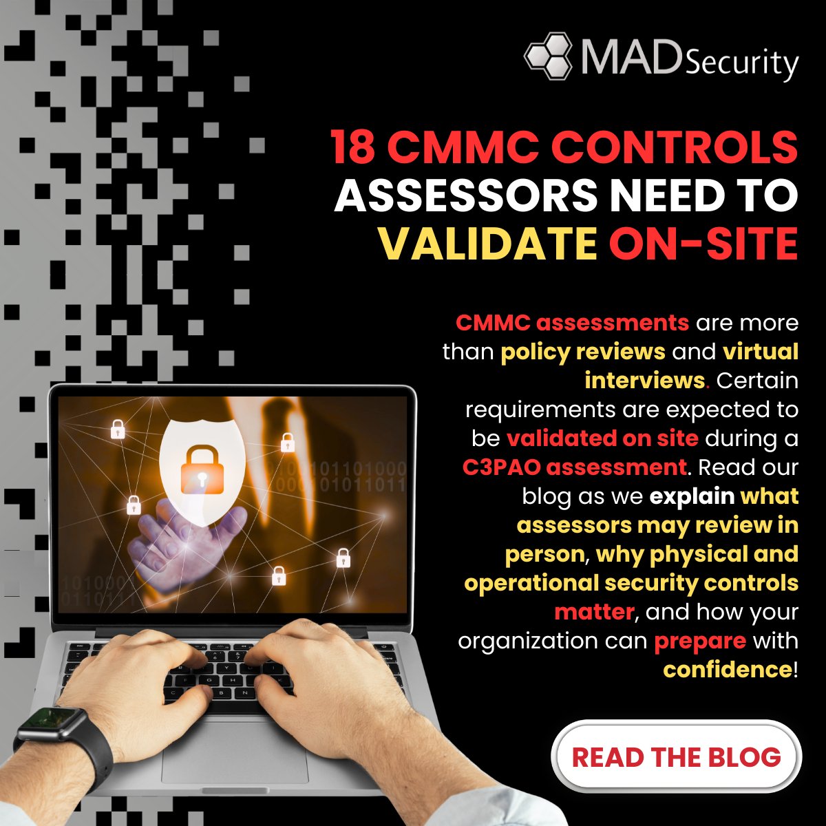 MADSecurityLLC's tweet photo. CMMC assessments are more than policy reviews and virtual interviews.

Read the full blog in the comments to learn about the 18 assessment objectives in CAP Section P.11

#MADSecurity #CMMCAssessments #CMMCCompliance #Cybersecurity #DoDContractors https://t.co/15Hlkrs0J8