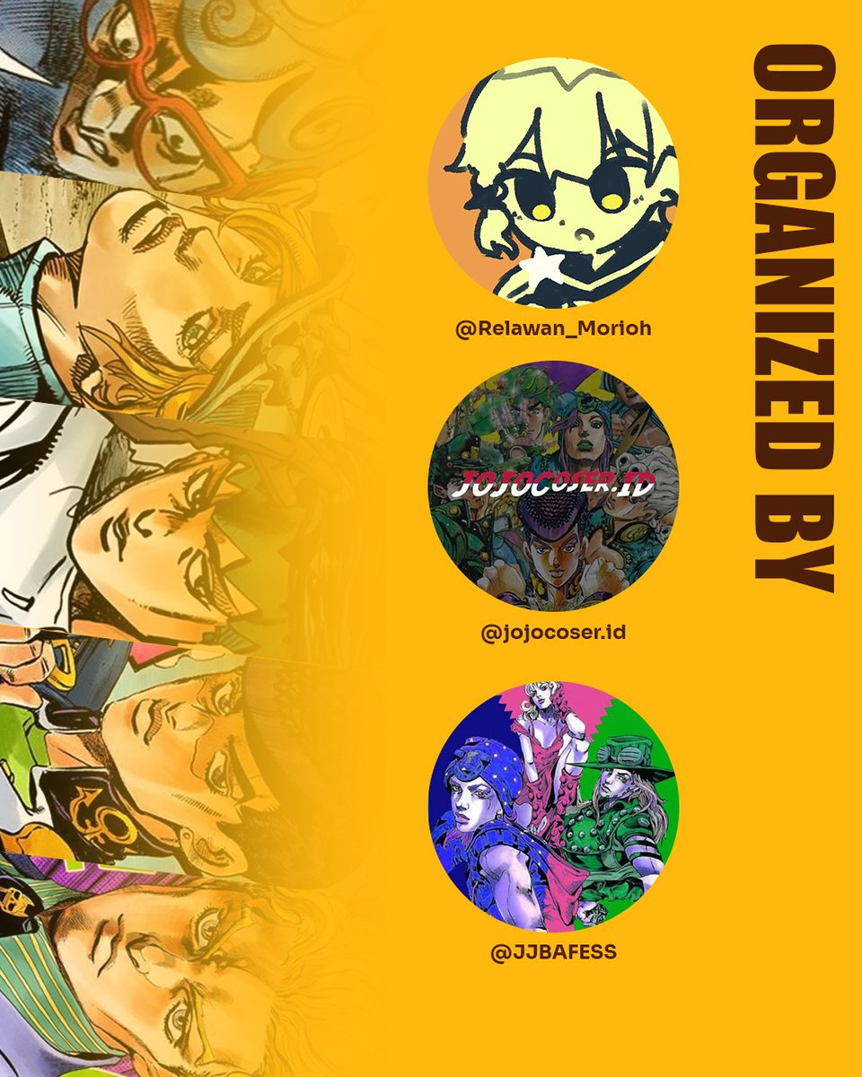 relawan_morioh's tweet photo. 𝗖𝗮𝗹𝗹𝗶𝗻𝗴 𝗮𝗹𝗹 𝗝𝗼𝗝𝗼 𝗳𝗮𝗻𝘀 🗣️‼️

Siapa yg nungguin pengumuman gathering??? JoJo Meet hadir lagi di Comifuro 23, Day 2 di Pre-Function &amp; Park Hall 10! Kemungkinan besar setelah pintu exit, tinggal cari aja tuh banner baru kita dan cosplayer Jojo 😋
#JJBAmeet #CF23 https://t.co/TPx5KGMwvD