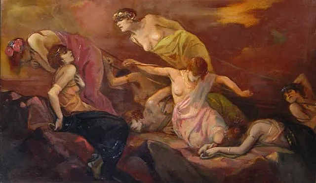 PaulDeane3's tweet photo. In Greek Myth the Danaids were the daughters of King Danaus, who commanded them to kill their husbands on their wedding night. Their punishment in Hades was to carry water in jugs that leaked, so they could never wash away their crime. https://t.co/vqe7QgQczX