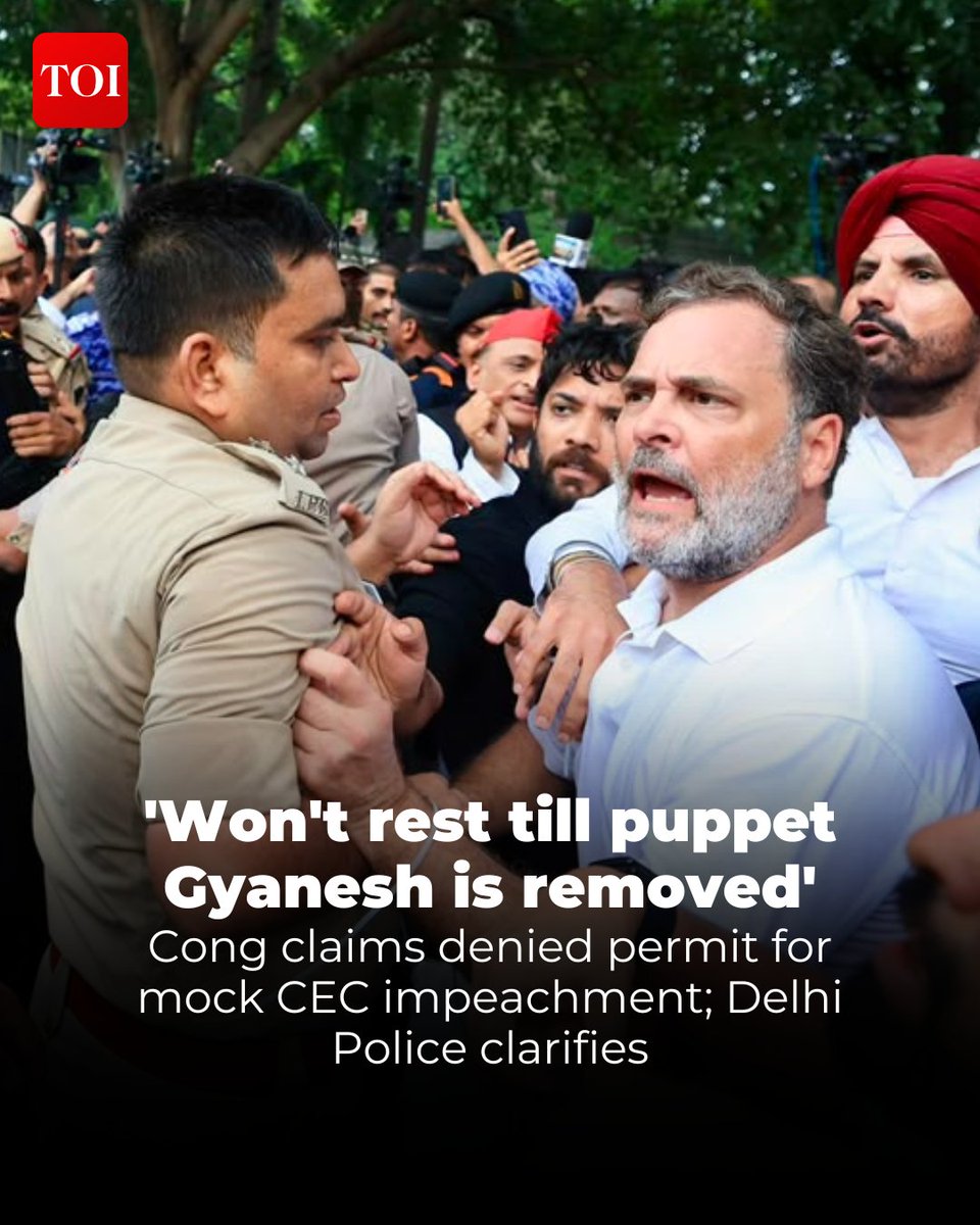timesofindia's tweet photo. Congress on Tuesday accused the Centre of denying permission for an event where INDIA bloc parties planned a "public impeachment" of Chief Election Commissioner Gyanesh Kumar, ahead of their November 1 rally at Ramlila Maidan.

Details here 🔗https://t.co/JIkVFRb6xj
Breaking news, top stories, complete coverage — all on the TOI App. Download now! 👉 https://t.co/ogFaRsVinV

#Congress #INDIABloc #GyaneshKumar #ElectionCommission #CEC #RamlilaMaidan #IndiaNews