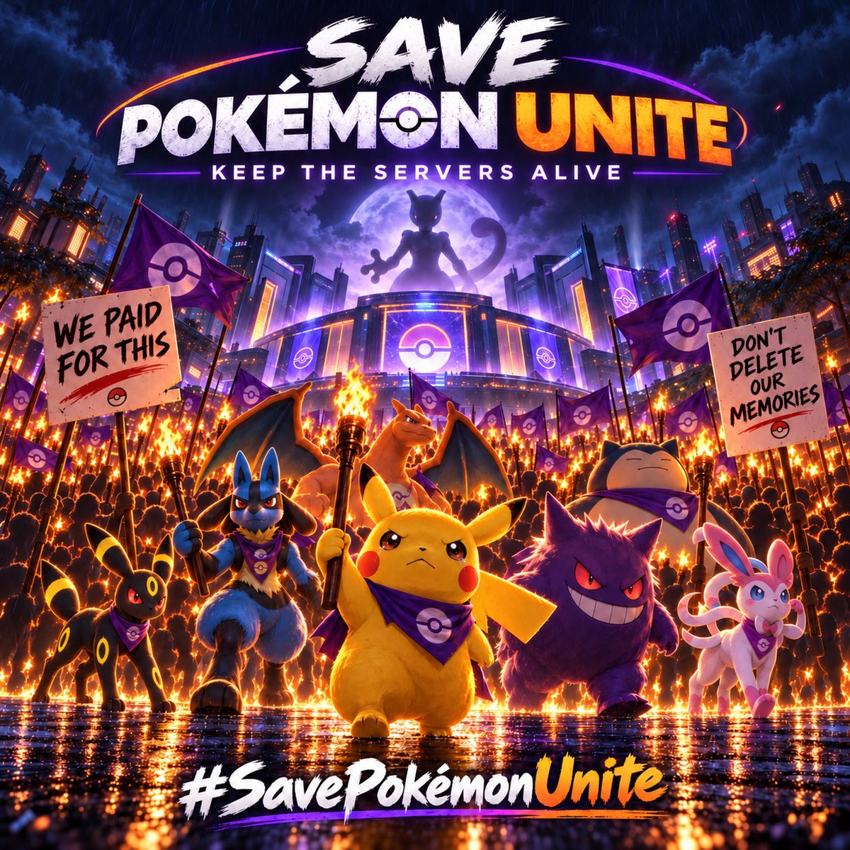 PabloCoutto's tweet photo. I just can’t accept the End Of Service of Pokémon Unite. WE SHOULDN’T ACCEPT IT! Now it’s time to UNITE all of us together more than anytime before and fight for what we want #SavePokémonUnite #DontKillGames https://t.co/y7OWlRcyG8