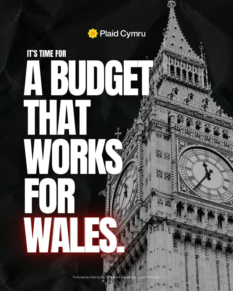 Plaid_Cymru's tweet photo. It's time for a Budget that works for Wales.

Ahead of tomorrow's UK Budget, Plaid Cymru is calling on Westminster to deliver a fairer deal for the people of Wales. ✊ https://t.co/EiYeRVxKPx