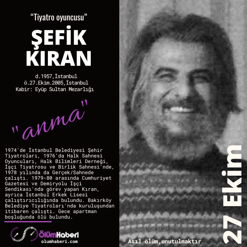 OlumHaberi's tweet photo. GÜNÜN ANMALARI. (27.Ekim)
Hikmet Karagöz
Semih Balcıoğlu 
Şefik Kıran
https://t.co/RTEnKo3F8E
#İstanbul #vefat #anma #tarih  #HikmetKaragoz #SemihBalcıoglu #SefikKıran #yazar #sinema #tiyatro #resim #ressam #karikatur  #siyaset https://t.co/2rZx49kL2e