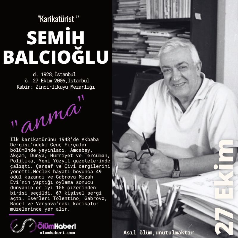 OlumHaberi's tweet photo. GÜNÜN ANMALARI. (27.Ekim)
Hikmet Karagöz
Semih Balcıoğlu 
Şefik Kıran
https://t.co/RTEnKo3F8E
#İstanbul #vefat #anma #tarih  #HikmetKaragoz #SemihBalcıoglu #SefikKıran #yazar #sinema #tiyatro #resim #ressam #karikatur  #siyaset https://t.co/2rZx49kL2e