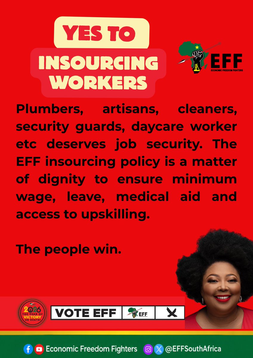 drtlaleng's tweet photo. Yes to insourcing workers #VoteEFF❤️💚🖤 https://t.co/jUu4PLYYvs