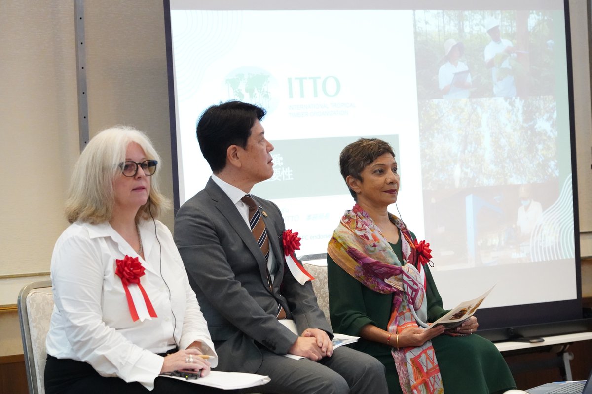 itto_sfm's tweet photo. 🌳 At a forum celebrating @PEFC endorsement of @SGEC_PEFC, attended by HIH Princess Takamado, ITTO ED Sheam Satkuru shared how ITTO supports its members in certifying forests, adding value to the wood and sharing that value with the people who grow it.

🔗 https://t.co/BcONedEzhn https://t.co/BgkoMYpNK1