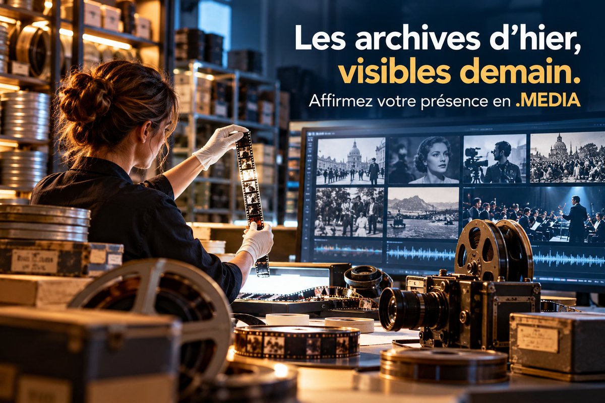 ONE2NET's tweet photo. 🎬 Journée mondiale du patrimoine audiovisuel !

📽️ Archives, films, documentaires : donnez-leur une adresse qui marque les esprits avec un domaine en .MEDIA !

👉 https://t.co/rXJsgx3xBx

#PatrimoineAudiovisuel #MEDIA https://t.co/9iZRSTQa5S