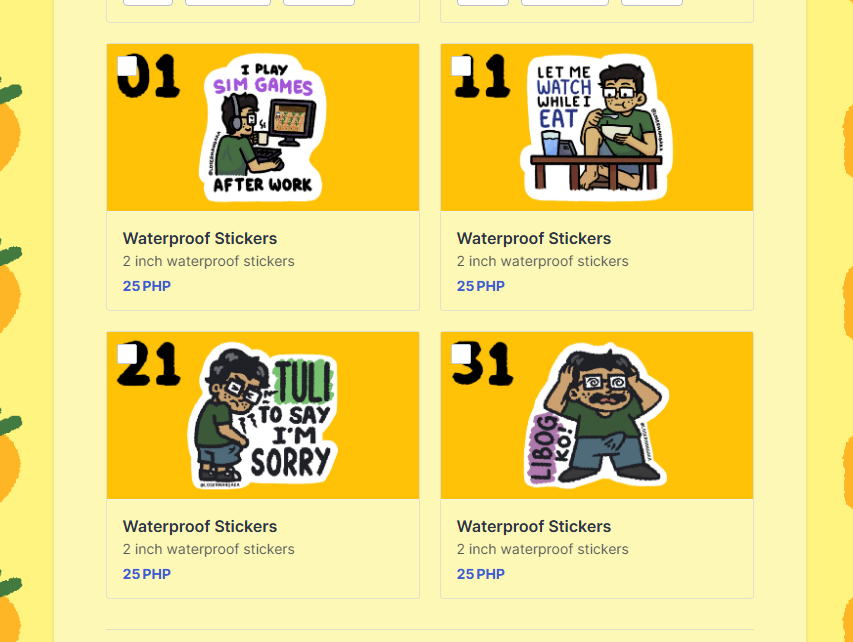 LoserMangaka's tweet photo. Updated my online form to have my sticker designs...

check it out if you wanna purchase my merch online
https://t.co/daVeF6Rk5g https://t.co/4WiWU4j9C3