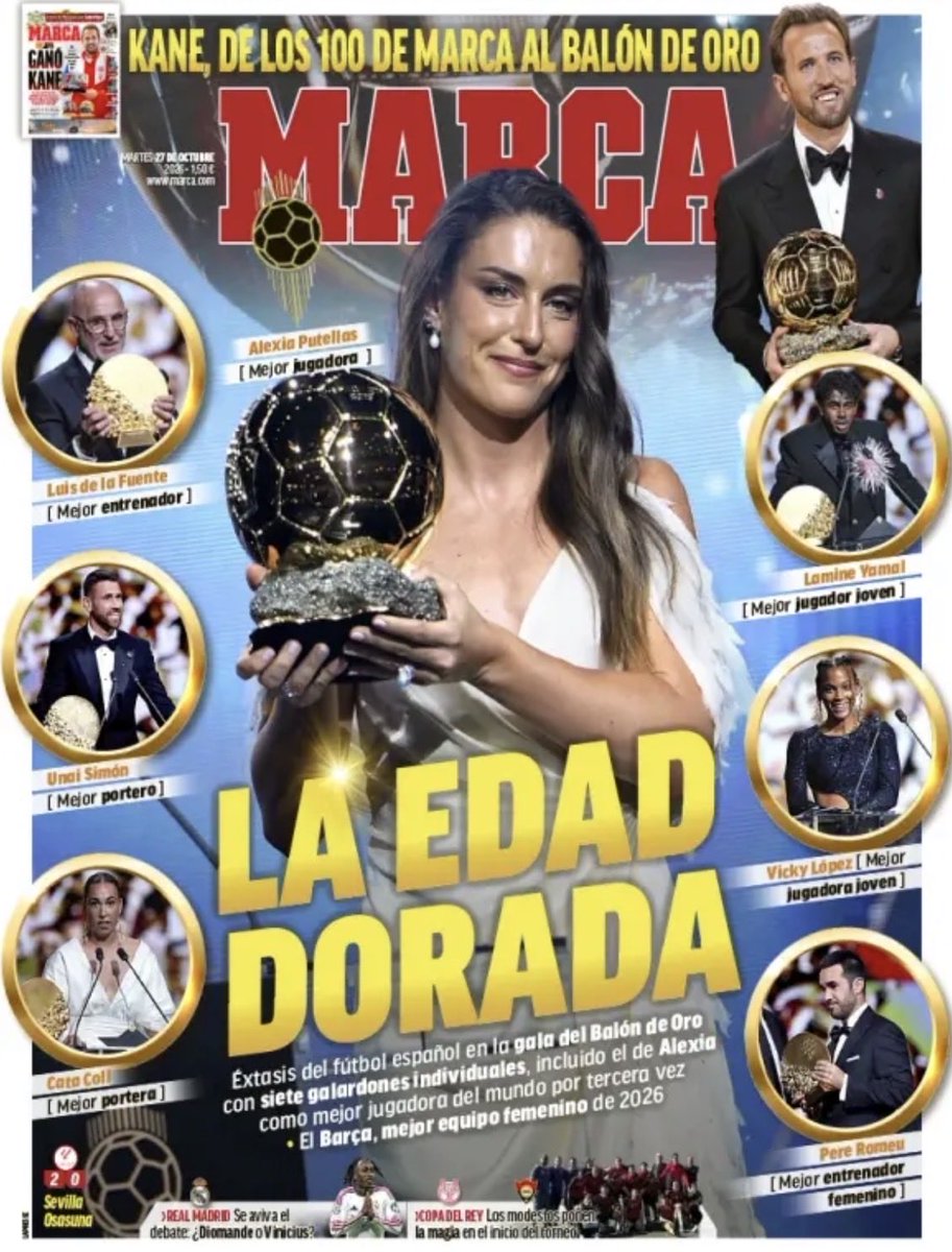 lallascat's tweet photo. Per i quotidiani sportivi italiani, Alexia Putellas non ha vinto niente; per quelli francesi e spagnoli, ha vinto il Pallone d’oro. https://t.co/5KvAwbEzAr