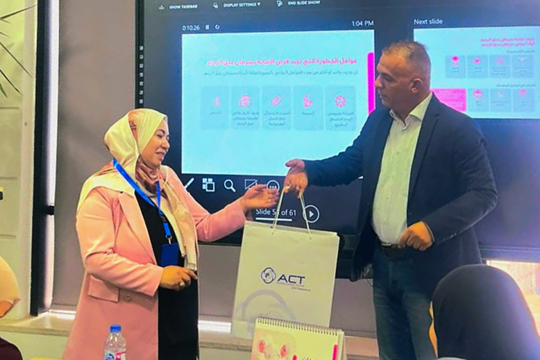 ACTJordan's tweet photo. في شركة ميناء حاويات العقبة، نفخر بدعم شهر التوعية بسرطان الثدي حيث تم تنظيم جلسة توعوية مخصصة لزميلاتنا الموظفات بالتعاون مع البرنامج الأردني لسرطان الثدي.  وقد سلطت الجلسة الضوء على أهمية الكشف المبكر، وإجراء الفحوصات الدورية، واتباع نهج استباقي للحفاظ على الصحة.
وكجزء من برنامج هذا العام، تم تنظيم زيارة إلى مؤسسة ومركز الحسين للسرطان والتنسيق لإجراء فحوصات الكشف المبكر للموظفات، تأكيداً على التزامنا بتعزيز الصحة والرفاه وتشجيع الرعاية الوقائية داخل بيئة العمل.
معاً لنشر الوعي، وتشجيع الكشف المبكر، ودعم صحة المرأة من أجل مستقبل أكثر صحة وأماناً.
Breast Cancer Awareness Month at Aqaba Container Terminal
At Aqaba Container Terminal, we are proud to support Breast Cancer Awareness Month through a dedicated awareness session for our female colleagues in collaboration with the Jordan Breast Cancer Program.
The session highlighted the importance of early detection, regular screenings, and taking a proactive approach to healthcare.
As part of this year’s program, a visit was organized to the King Hussein Cancer Foundation and Center, where arrangements were made to facilitate early breast cancer screening examinations for employees. This initiative reflects our ongoing commitment to promoting health, wellbeing, and preventive care within our workplace community.
@KHCFKHCC