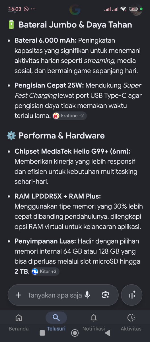 sekarmelll's tweet photo. @samsungID Kalau aku, fitur chipset MediaTek Helio G99+ cocok buat multitasking antara scrolling X, chatting, dan streaming karena bikin aktivitas harian jadi lebih nyaman tanpa gampang terganggu saat pindah-pindah aplikasi 😁

#PastiPinterCariTau #GalaxyA08 #GalaxyA08PastiPinter https://t.co/XdlAwccUdK