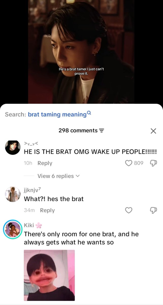 GOLDENBABYKOO1's tweet photo. Believe me every single comment under this vedio says "Jungkook is the brat himself" 😭 We are winning. #bratkoo fandom we are WINNING 👄 https://t.co/sF1hEN7tnr