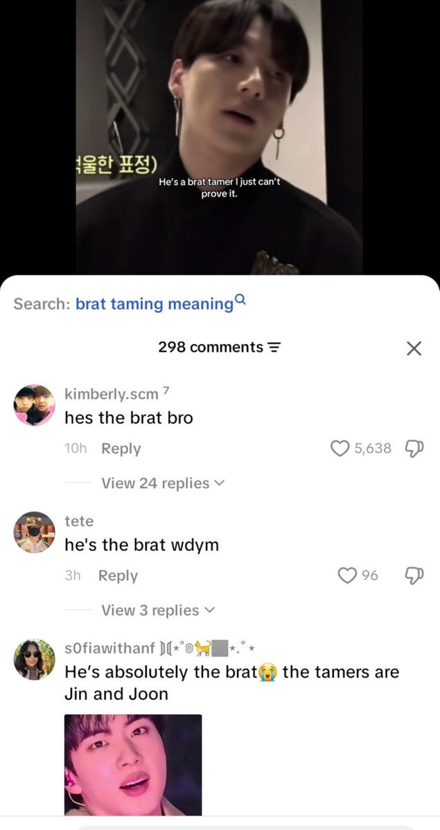 GOLDENBABYKOO1's tweet photo. Believe me every single comment under this vedio says "Jungkook is the brat himself" 😭 We are winning. #bratkoo fandom we are WINNING 👄 https://t.co/sF1hEN7tnr