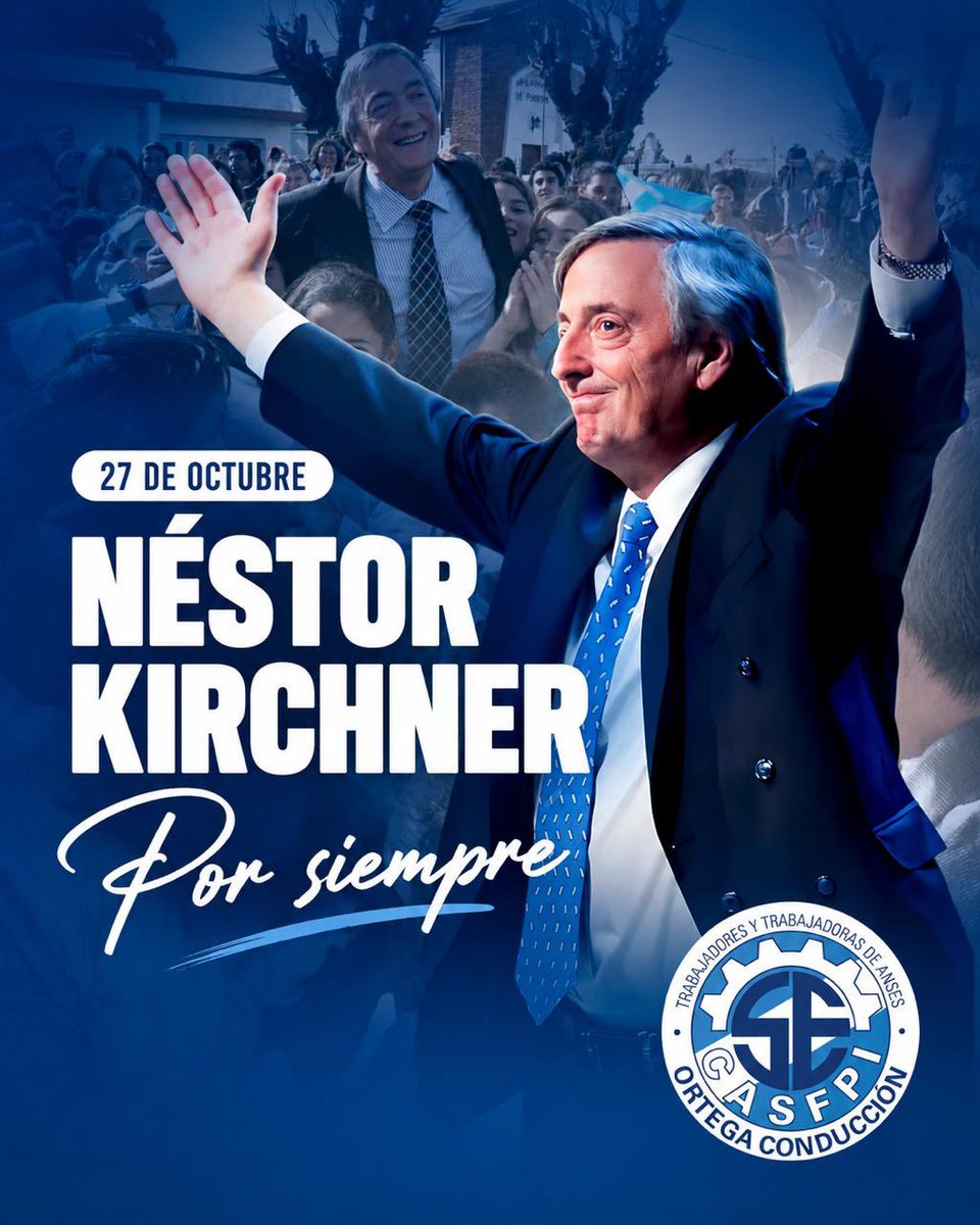 secasfpi's tweet photo. NÉSTOR KIRCHNER, POR SIEMPRE

A 16 años de su partida, recordamos al militante que se animó a transformar la historia, le devolvió la esperanza a un pueblo y nos enseñó que los sueños se defienden con convicción y compromiso.

Néstor sigue vivo en cada lucha por una Argentina más justa, libre y soberana.

¡Siempre leales a vos y a Cristina! ✌️🇦🇷

#CristinaLibre