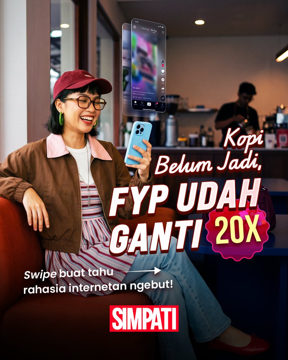 SIMPATI's tweet photo. Lagi nungguin kopi kamu jadi, gas lanjut lagi scrolling FYP pakai Super Seru 5G SIMPATI!

Nikmati jaringan Fastest & Best 5G Network dengan kuota 225GB + akses langganan Prime Video, WeTV, hingga Vision+ Premium seharga Rp225 ribu.

Miliki langsung di MyTelkomsel, *363#, atau outlet terdekat.

*S&K berlaku.

#PastiSIMPATI