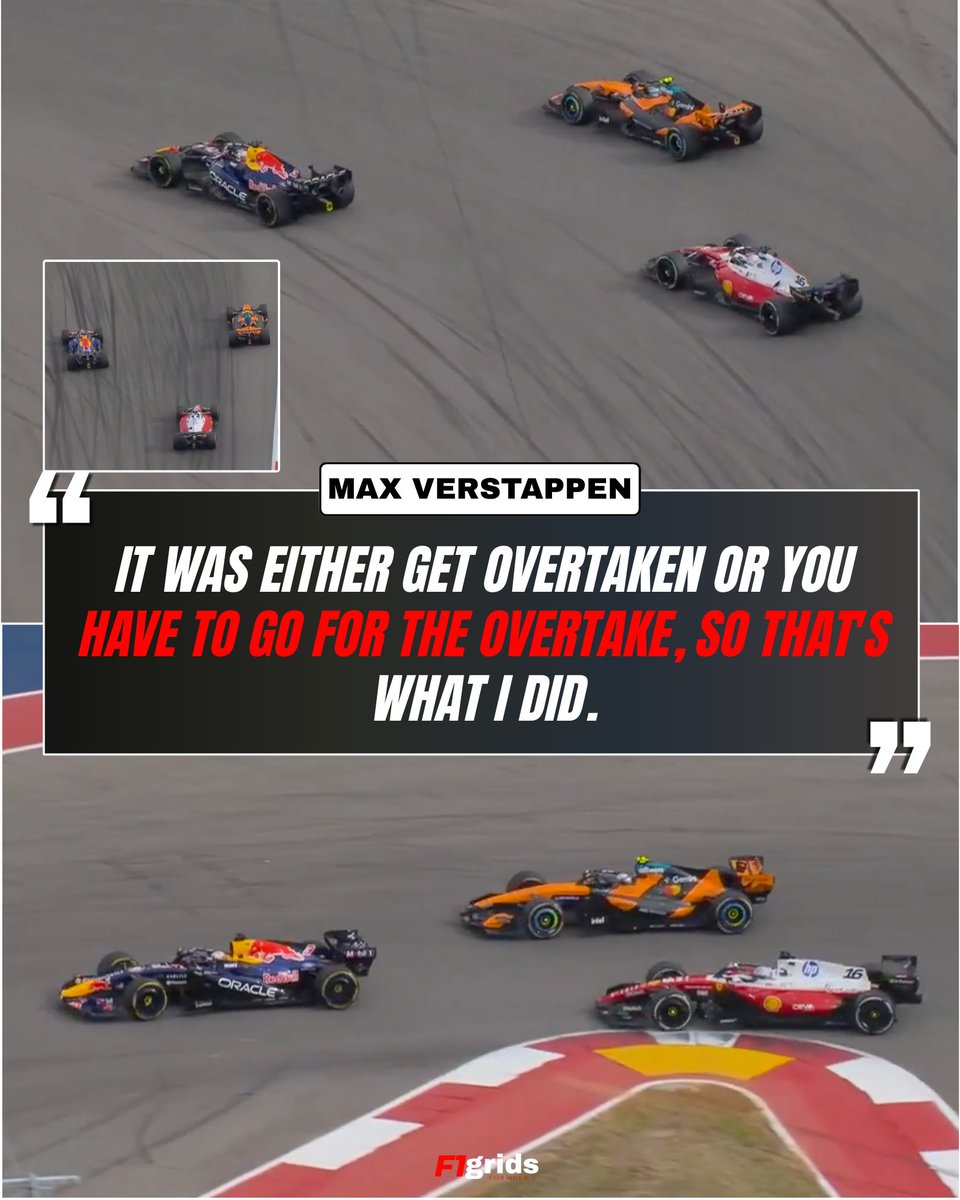 F1gridx's tweet photo. Max Verstappen on his overtake on Lando Norris, with Charles Leclerc right behind him during the US GP. 🏎️🔥 https://t.co/C2Y6I1PF2I