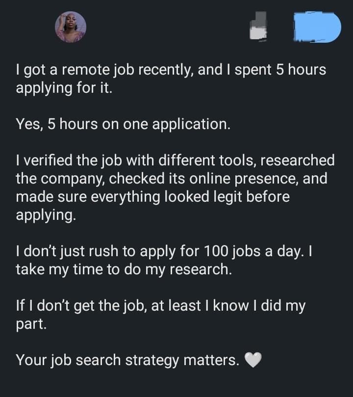 GracepaulEA's tweet photo. A few things I do before applying for any remote job. 💙 https://t.co/kQWbLokc8i