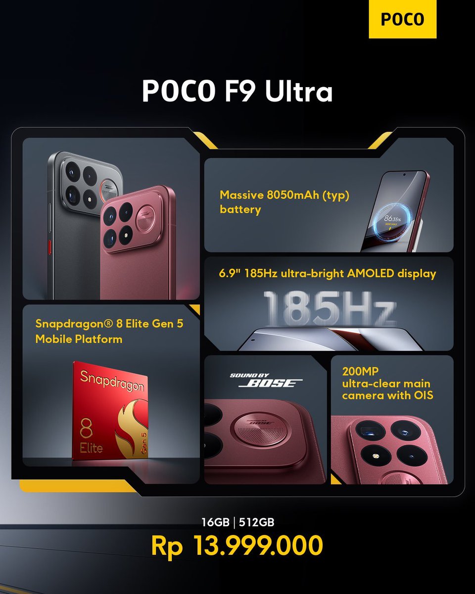 abimanyuLFC's tweet photo. @POCO_ID POCO F9 Series hadir buat lo yang nggak mau ngerasa terbatas. Performa gaspol, baterai besar, dan sound menggelegar siap bikin pengalaman makin maksimal tanpa kompromi. โฅ๏ธ
#POCOGiveawayX
#POCOF9Series #POCOF9Ultra #POCOF9Pro #POCONyaBeraksi https://t.co/BHHn2rZXuP