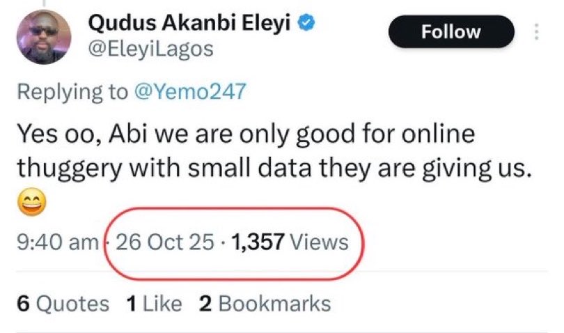 Toyobobo6776's tweet photo. @EleyiLagos @Imranmuhdz You have your work to behave like a fool online, ur leaders have their work to behave like idiot on tv stations, the likes of reno, bwala, and Mr nduka abi kini Wayre je 😂 https://t.co/t1LghEmWzC