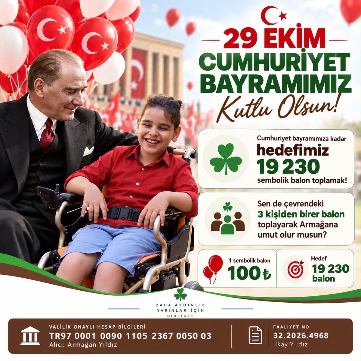 sp_armaganyldz's tweet photo. 🇹🇷 Armağan evladımız ve tüm çocuklarımız için engelsiz, umut dolu bir gelecek… ❤️🤍
29 Ekim Cumhuriyet Bayramımız kutlu olsun! 🇹🇷
#29Ekim #CumhuriyetBayramı https://t.co/4NjOVH6fTl
