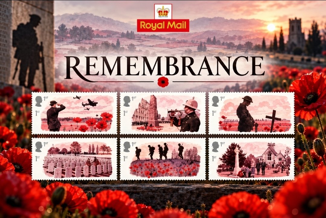 Lee_MJ_Chapman's tweet photo. 🇬🇧🌺 SIX SMALL STAMPS. ONE POWERFUL MESSAGE. THEIR SACRIFICE WILL NEVER BE FORGOTTEN. 🌺🇬🇧

Royal Mail has unveiled six stunning new stamps, and behind every design is a story of courage, sacrifice and remembrance.

These aren't just stamps. They're miniature tributes to the men and women who served our country, fought for our freedom and, in so many cases, never returned home. 🇬🇧

From the trenches of the First World War to the battlefields of the Second, and the generations who have served in conflicts since, this collection carries a message that must never fade.

🌺 What makes these stamps even more special?

The artwork was created by Matthew Cook, a military veteran who served in Iraq and Afghanistan.

Someone who understands the meaning of service, sacrifice and remembrance firsthand.

📮 The six First Class stamps will be released on 11 November 2026, Armistice Day.

A beautiful and fitting tribute from Royal Mail, ensuring that the stories of those who served continue to be remembered and passed on to future generations.

❤️ Because remembrance isn't just about looking back. It's about making sure we never forget.

🇬🇧 WE WILL REMEMBER THEM. 🇬🇧

🌺 LEST WE FORGET. 🌺